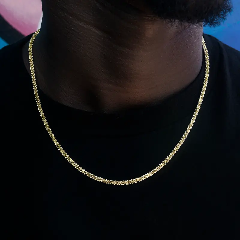 Yellow Gold Popcorn Chain – 4Mm Diameter 1