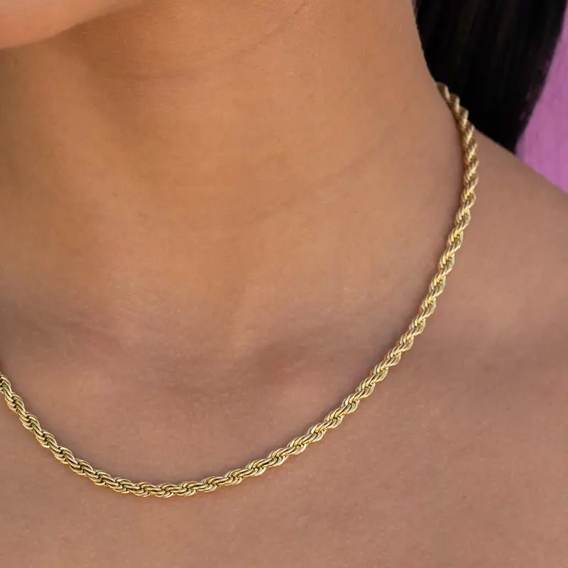 Yellow Gold Rope Necklace – 4Mm Width 1