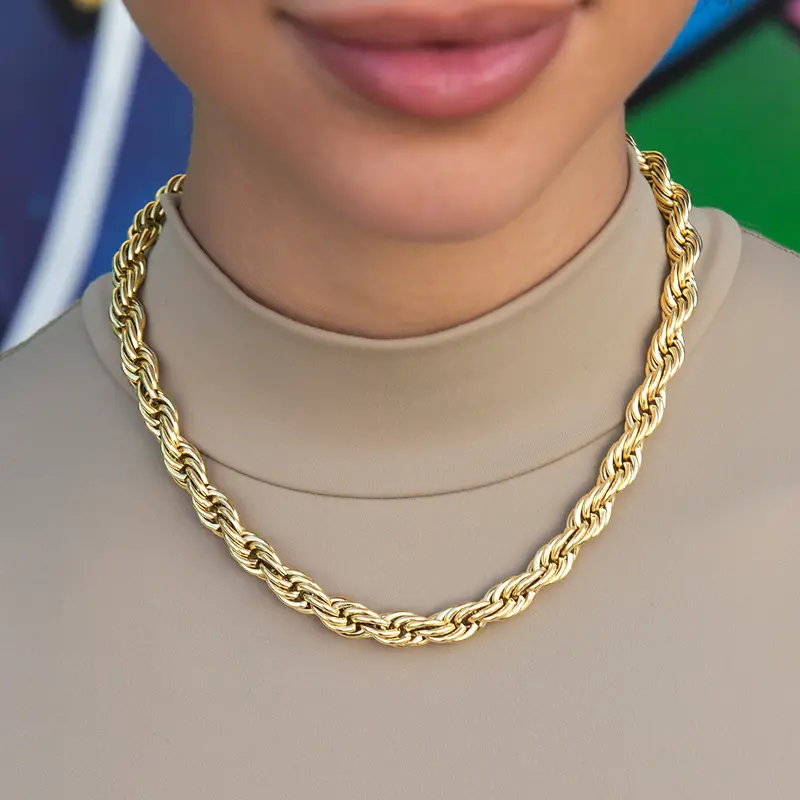 Yellow Gold Rope Necklace – 8Mm Width 1