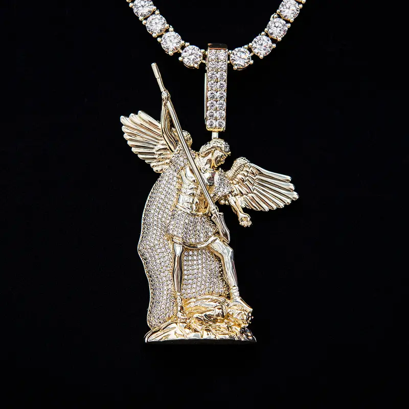Yellow Gold Saint Michael Devotional Pendant 1