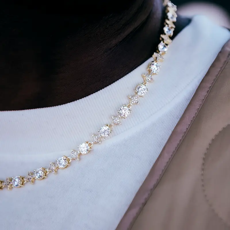 Yellow Gold Star Tennis Chain – 8Mm 1