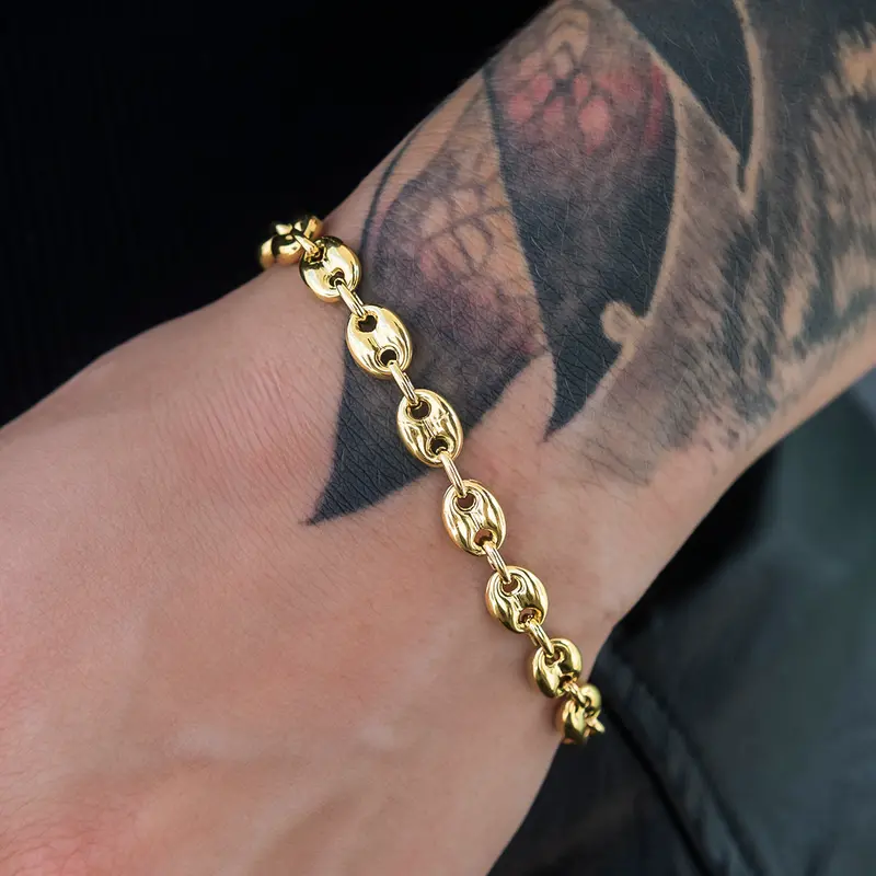 Yellow Gold Valentina Bracelet – 7Mm Flat Link Design 1