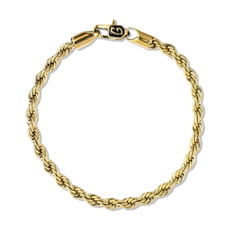 Yellow Gold Vermeil 4Mm Rope Chain Bracelet – Elegant Thin Profile 1