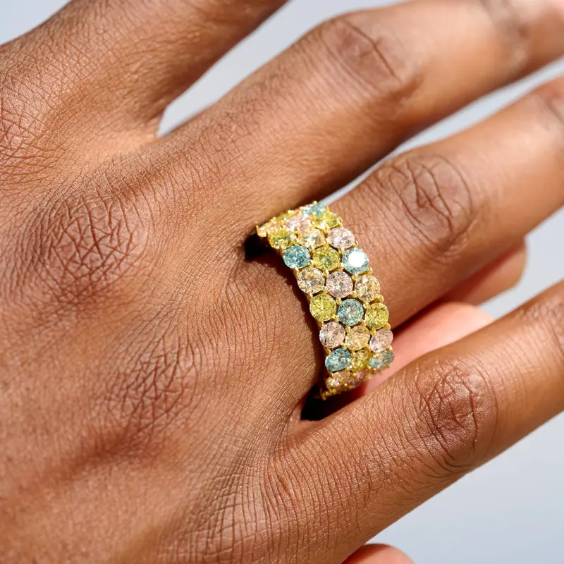 Yellow Gold Vermeil Multicolor Stacked Eternity Ring 1