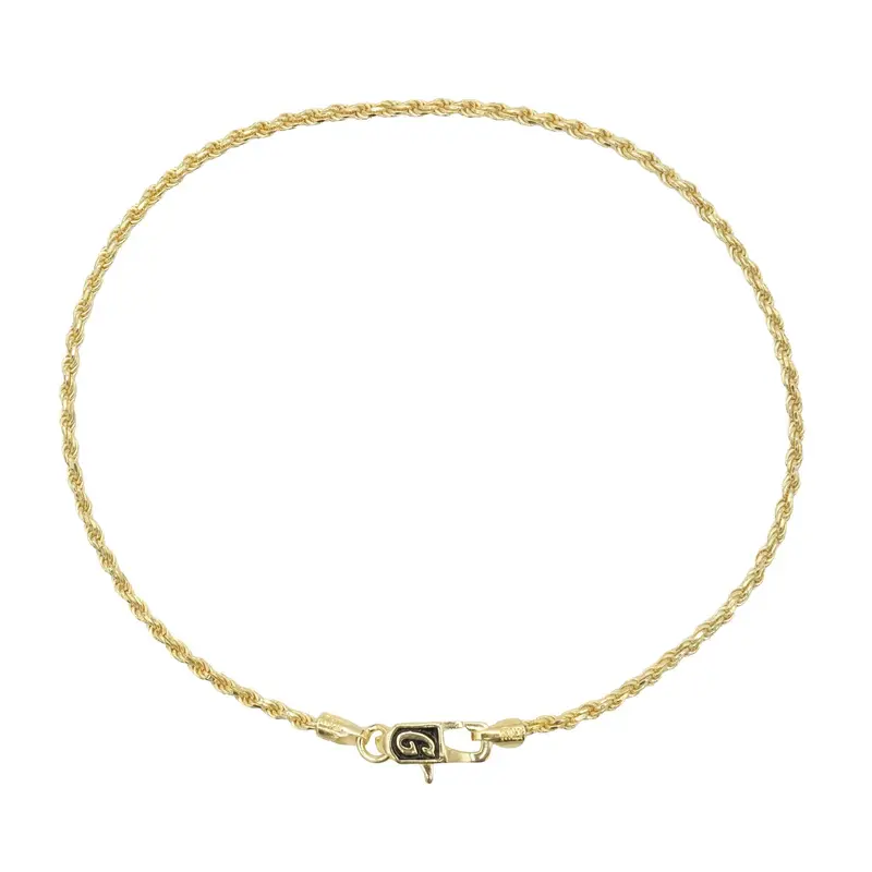 Yellow Gold Vermeil Rope Bracelet – 2Mm Slim Design With Sheen 1