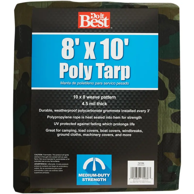 8 Ft X 10 Ft Camouflage Woven Polyethylene Tarp – Medium-Duty Outdoor Cover 1