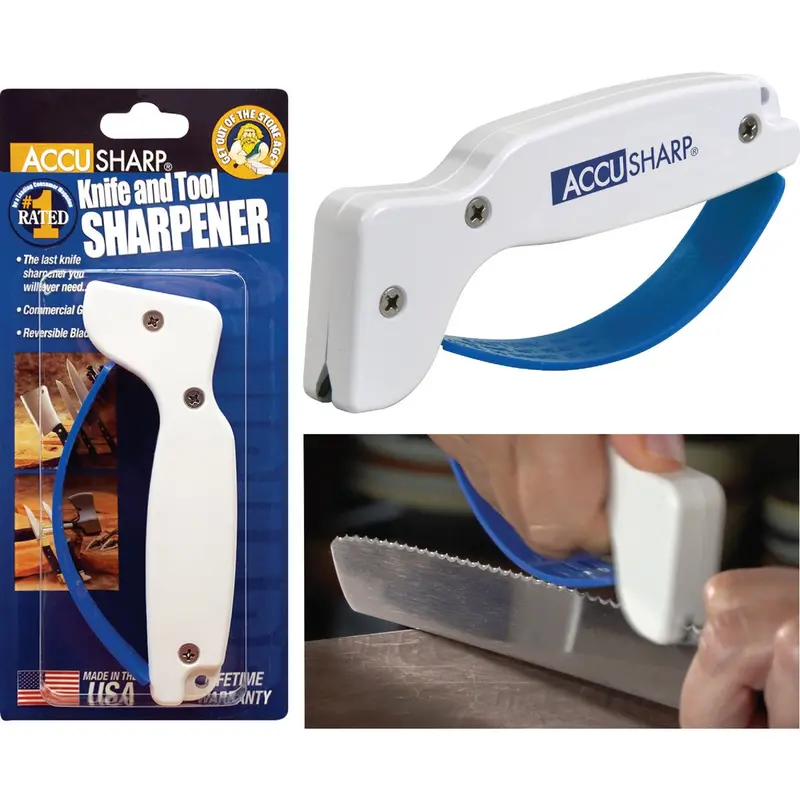 Accusharp Carbide Knife & Tool Sharpener – Diamond-Honed Grooved Blade 1