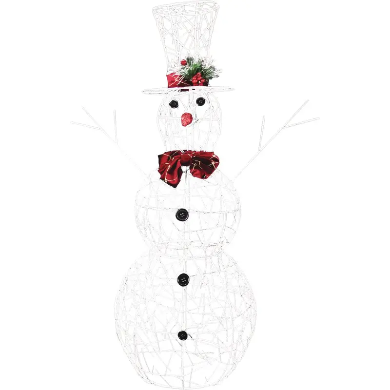 Alpine 38-Inch Warm White Led Mesh Snowman Holiday Decoration With Bowtie 1