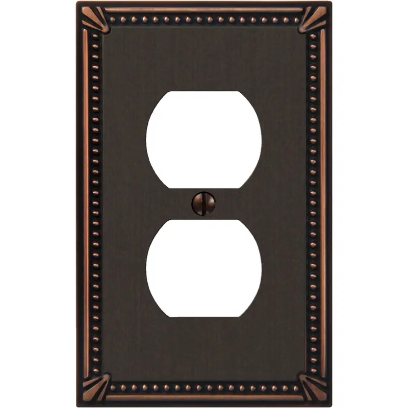 Amerelle Imperial Bead Outlet Cover – 1-Gang Cast Metal Wall Plate, Aged Bronze Finish 1