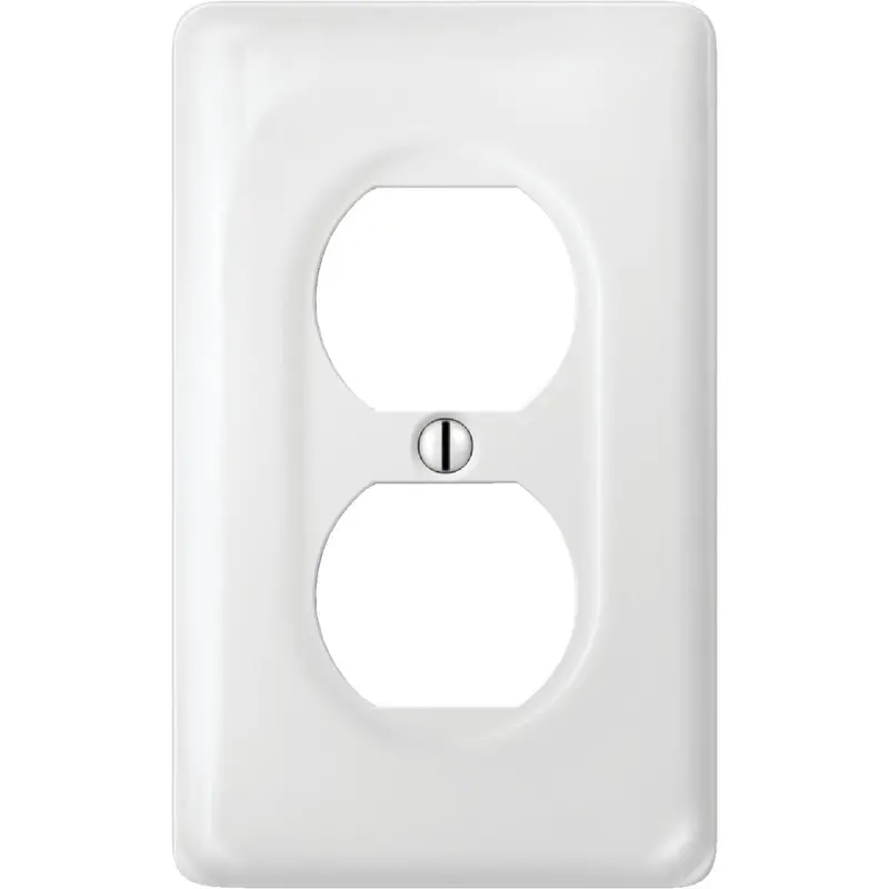 Amerelle White Ceramic Single-Gang Outlet Wall Plate 1
