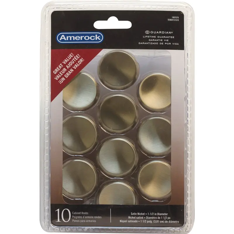 Amerock Allison Cabinet Knobs – 1-1/2-Inch Diameter, Satin Nickel, 10-Pack 1
