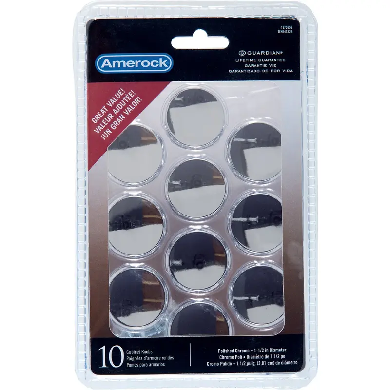 Amerock Allison Cabinet Knobs – Polished Chrome 1.5-Inch Round Pulls (10-Pack) 1