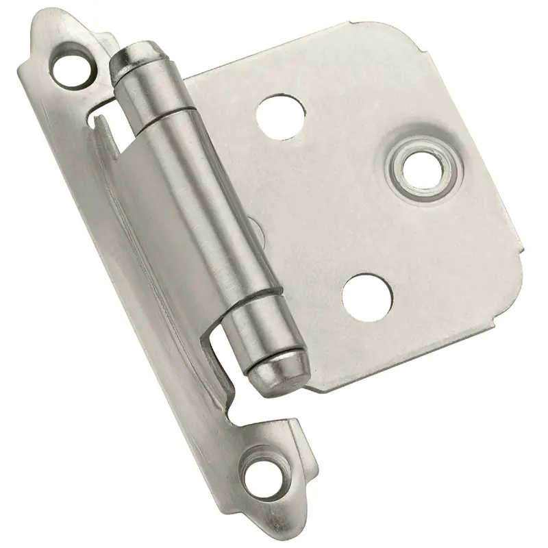 Amerock Satin Nickel Overlay Hinge – Self-Closing, Face-Mount, 2-Pack 1