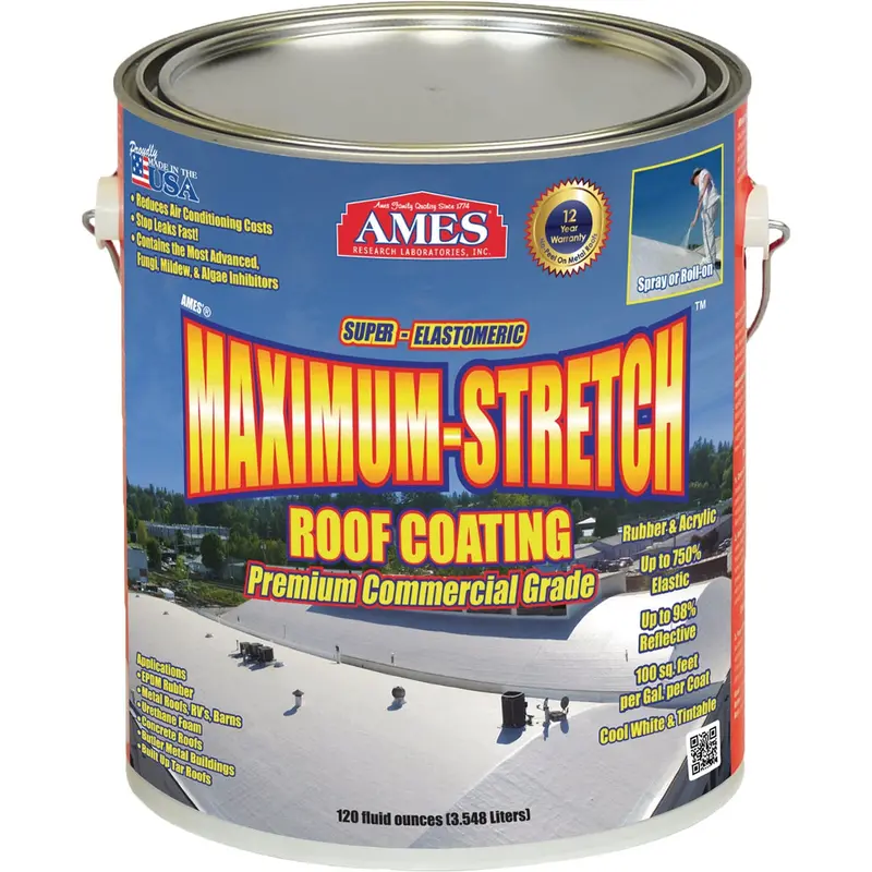 Ames Premium Elastomeric Roof Coating – 1-Gallon Rubber & Acrylic Waterproof Sealant 1