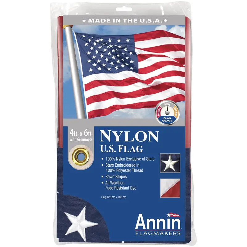 Annin American Flag – 4 Ft X 6 Ft Nylon Outdoor Flag With Brass Grommets 1