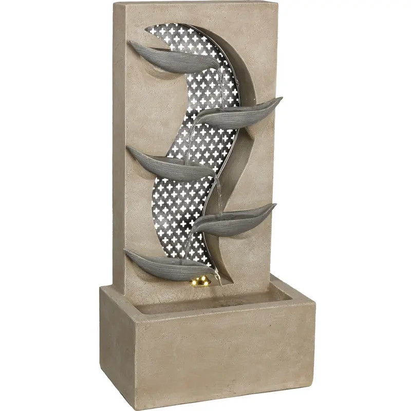 Best Garden Modern Led Outdoor Fountain – 14" W × 28" H × 8.5" D Polyresin Design 1