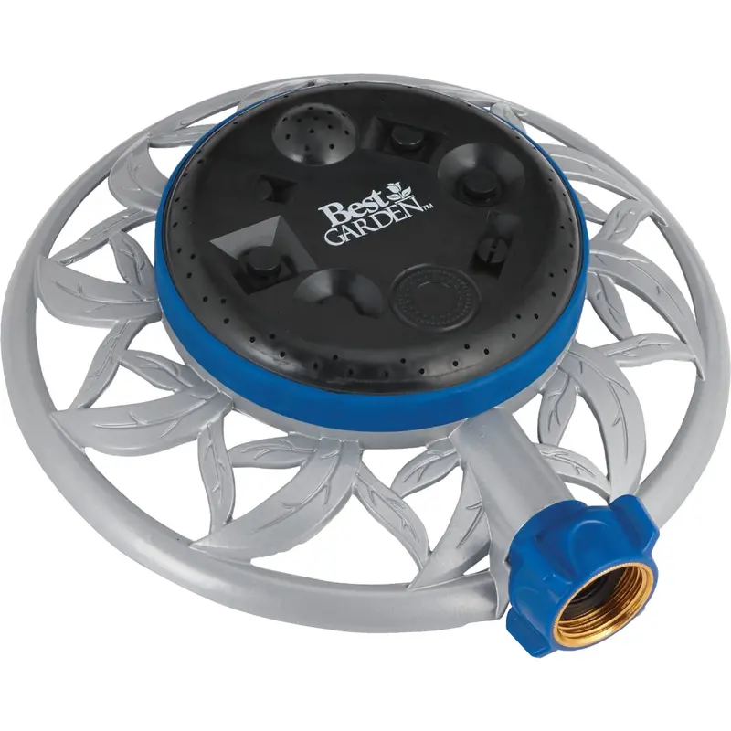 Best Garden Stationary Turret Sprinkler – Metal Multi-Angle Coverage System (Blue/Gray/Black) 1