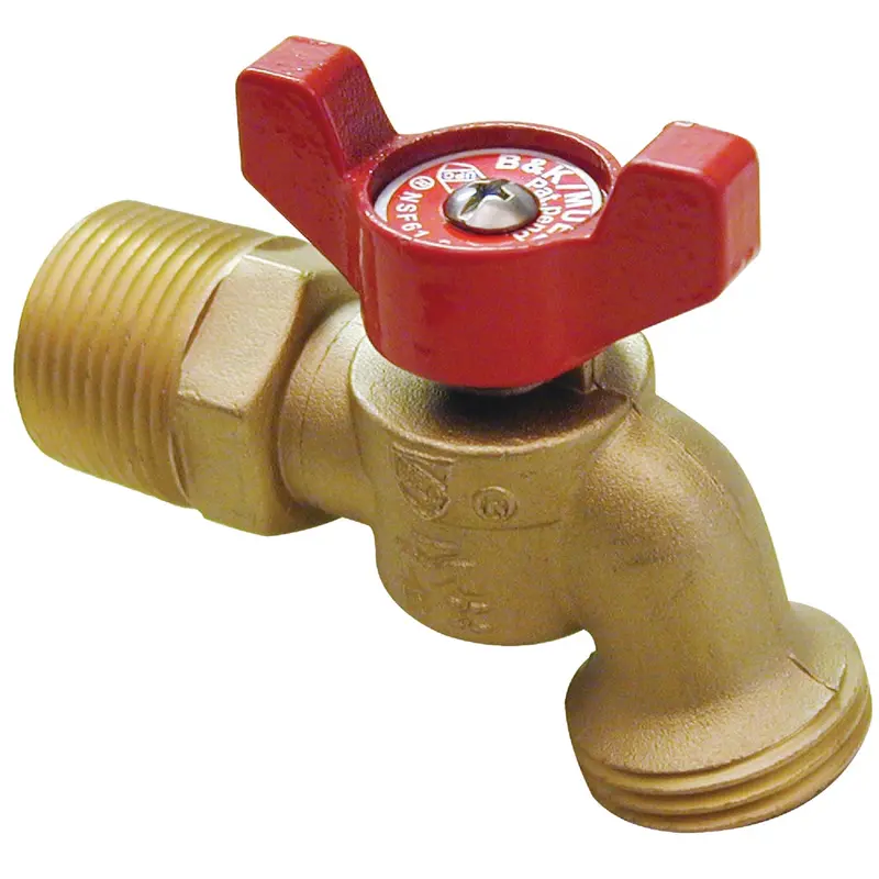 B&K Proline Quartermaster Brass Hose Bibb – 1/2" Mip × 3/4" Male Hose Thread, Heavy-Duty Outdoor Faucet 1
