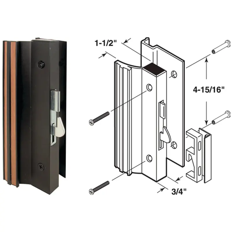 Black Slide-Co Surface-Mount Sliding Patio Door Handle Set 1
