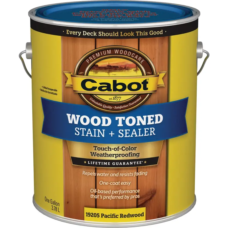 Cabot Voc-Compliant Exterior Wood Stain – Pacific Redwood Tone, 1-Gallon Deck & Siding Formula 1