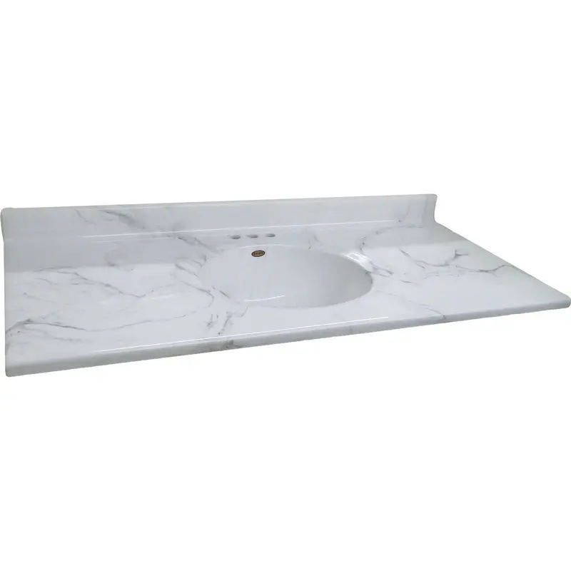 Carrara-Style Cultured Marble Vanity Top – 49" W × 22" D With Oval Basin 1