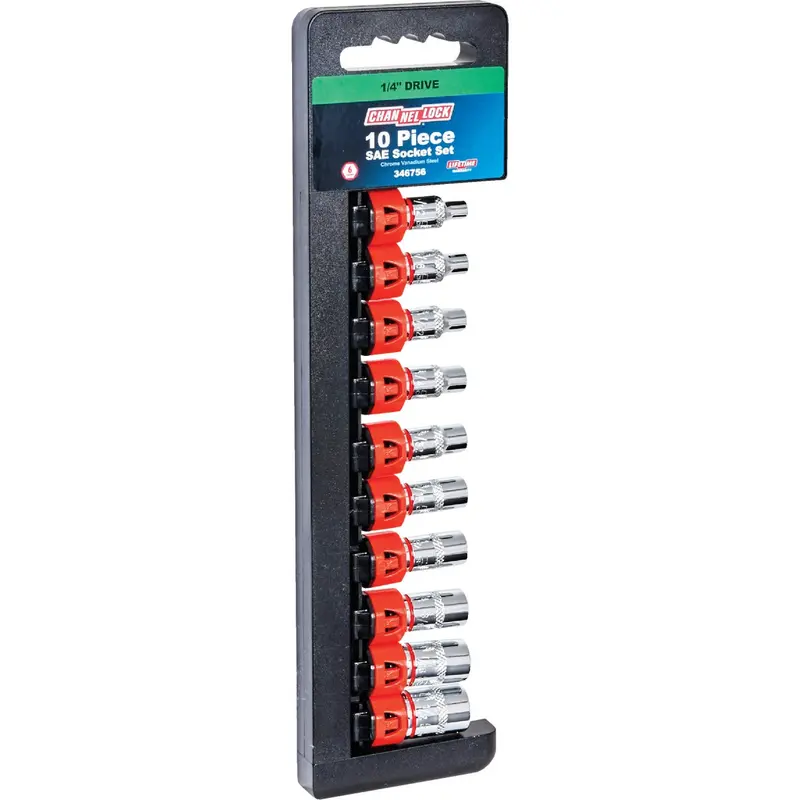 Channellock 1/4-Inch Drive Socket Set – 6-Point Shallow Sockets, 10-Piece Standard Kit 1