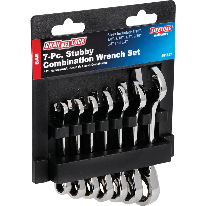 Channellock 7-Piece Stubby Ratcheting Combination Wrench Set — 12-Point Design 1