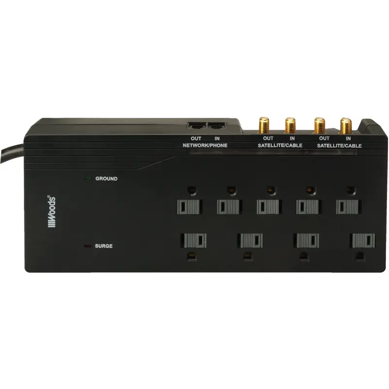 Coleman Cable 9-Outlet Surge Protector Strip – 3500-Joule Protection With 6-Foot Cord, Black 1