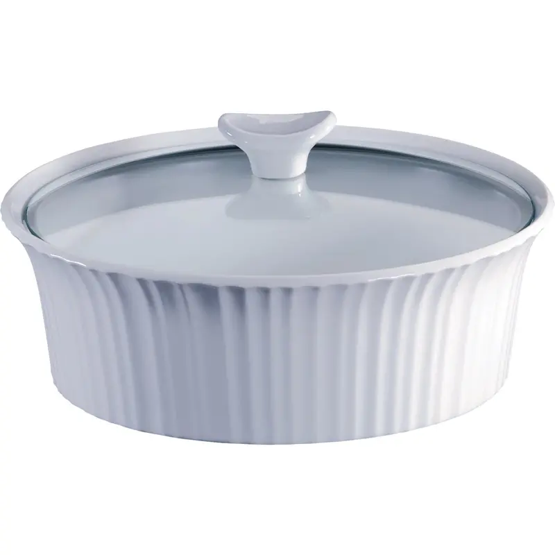 Corningware French White Stoneware Casserole Dish – 2.5-Quart Round Covered Baking Dish 1