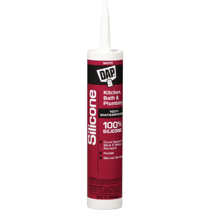 Dap Kitchen & Bath 100% Silicone Sealant – 9.8 Oz White Mold-Resistant Caulk 1