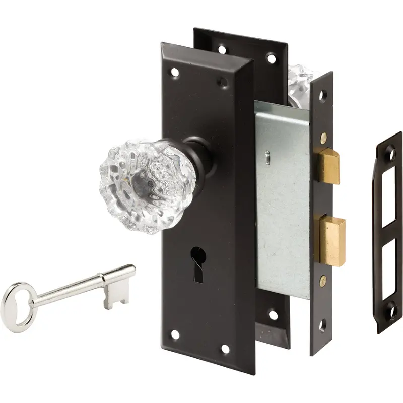 Defender Security Bronze Mortise Entry Lock Set – Includes Glass Knob 1