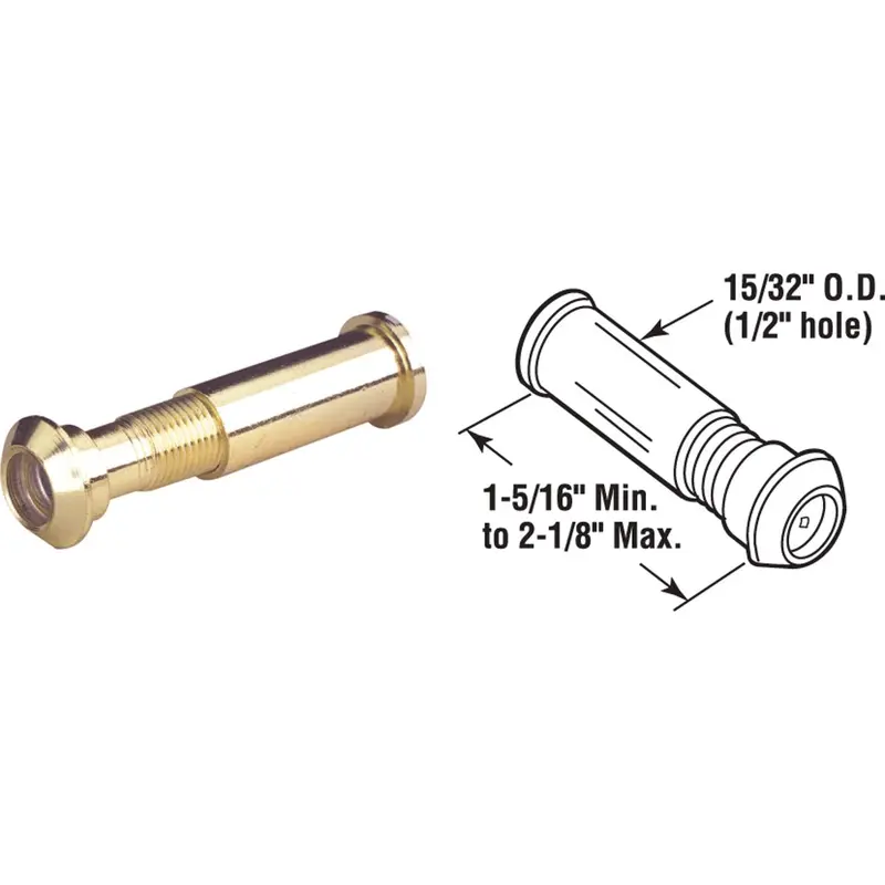 Defender Security Solid Brass Door Viewer – 1/2-Inch Bore Hole Design 1