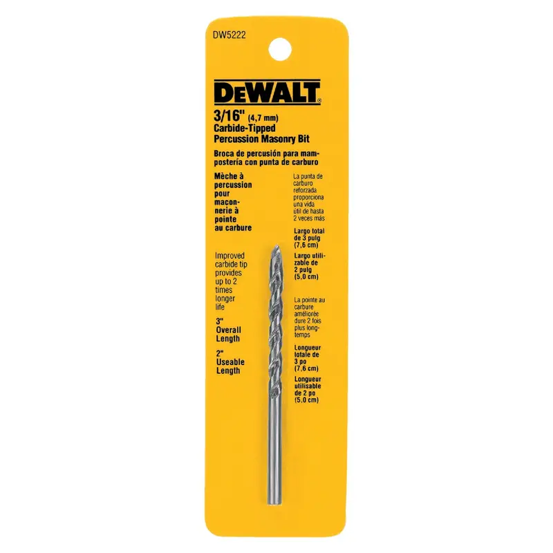 Dewalt 3/16-Inch X 3-Inch Masonry Drill Bit – Carbide-Tipped 1