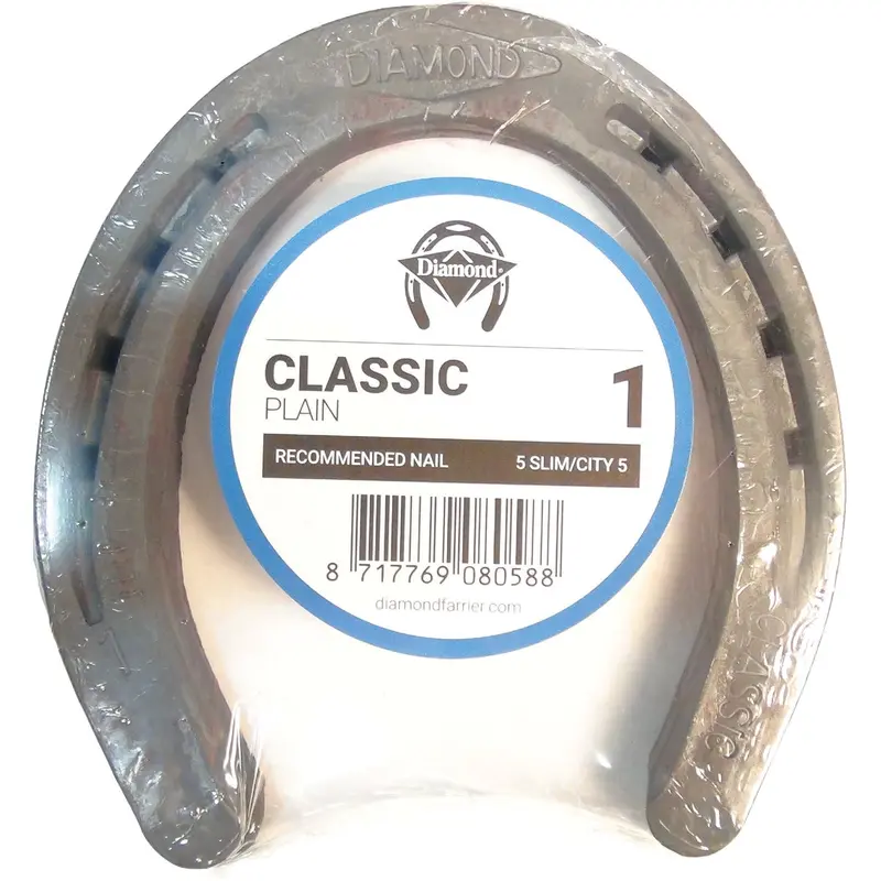 Diamond Classic Horseshoe Set – Plain Front & Hind, 5-2/5 In. Height (1 Pair) 1