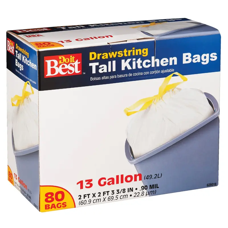 Do It Best Kitchen Trash Bags – 13-Gallon Tall, White, 80-Count 1