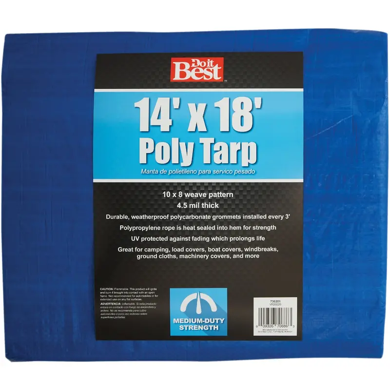 Do It Best Medium-Duty Poly Tarp – 14 Ft X 18 Ft, Blue Woven Reinforced 1