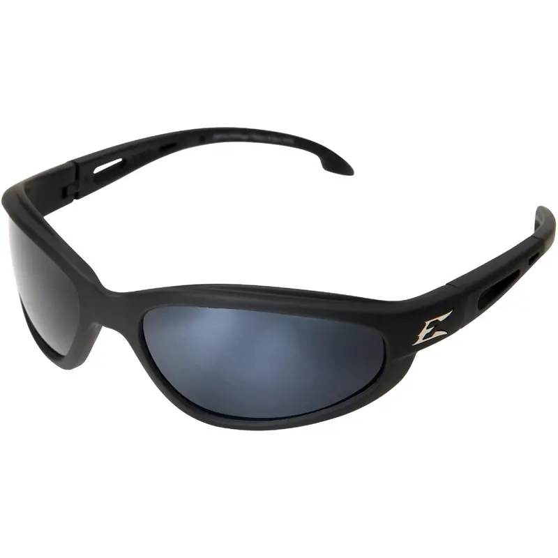 Edge Eyewear Dakura Safety Glasses – Matte Black Rubberized Frame, G-15 Silver Mirror Lenses 1