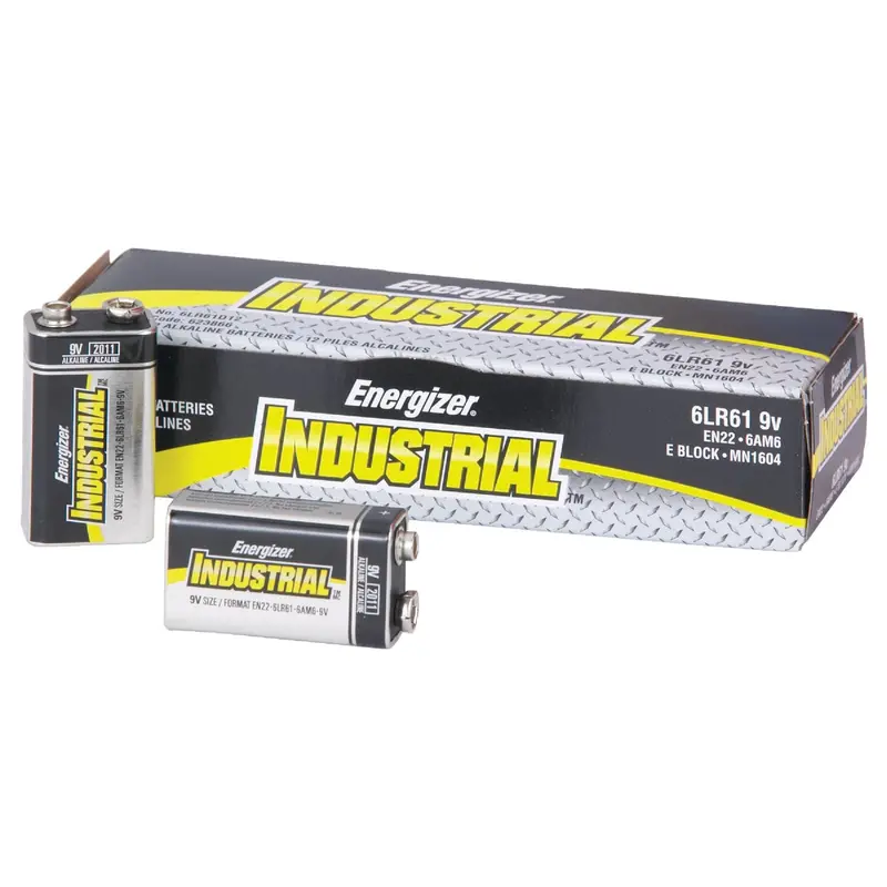 Energizer Industrial 9V Alkaline Batteries – Long-Lasting Power, 12-Cell Pack 1