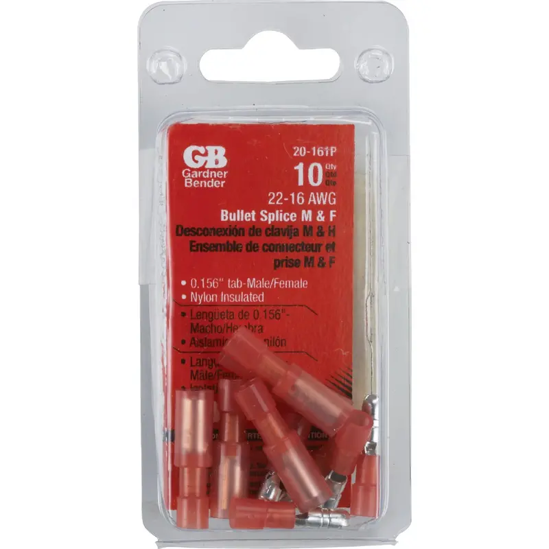 Gardner Bender Insulated Bullet Connectors – 22–16 Awg Male/Female Pair (10-Pack) 1