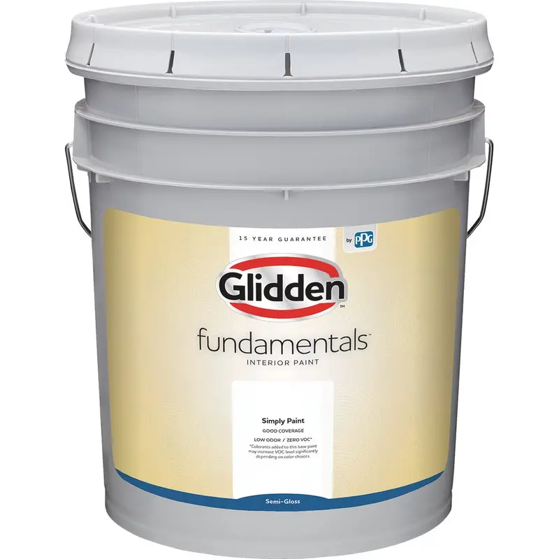 Glidden Fundamentals Semi-Gloss Interior Paint – White & Pastel Base, 5-Gallon Pail 1