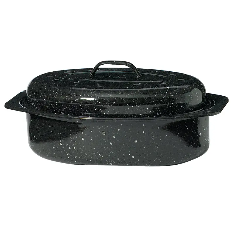 Graniteware Black Oval Covered Roaster – 13-Inch Capacity 1