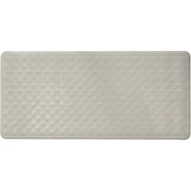 Idesign Chelsea 17" X 36" Textured Gray Rubber Bath Mat 1