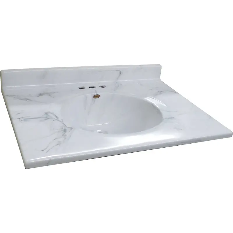 Imperial Marble Carrara Vanity Top – 31" W × 22" D Cultured Marble With Integrated Oval Basin 1