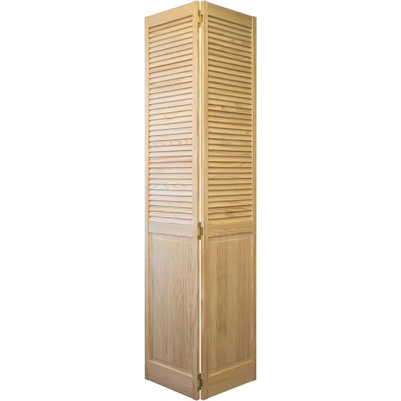 Jeld-Wen Pine Bifold Door – 36 In W × 80 In H, Natural Louver/Panel Style 1