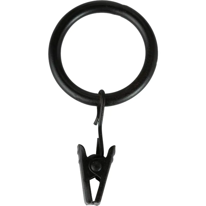 Kenney Clip-On Curtain Rings – 5/8" To 3/4", Matte Black, 14-Pack 1