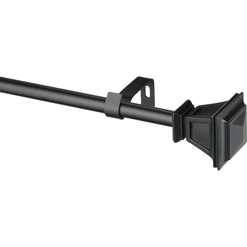 Kenney Seville Adjustable Black Curtain Rod – 48 To 86 Inches, 5/8-Inch Diameter 1