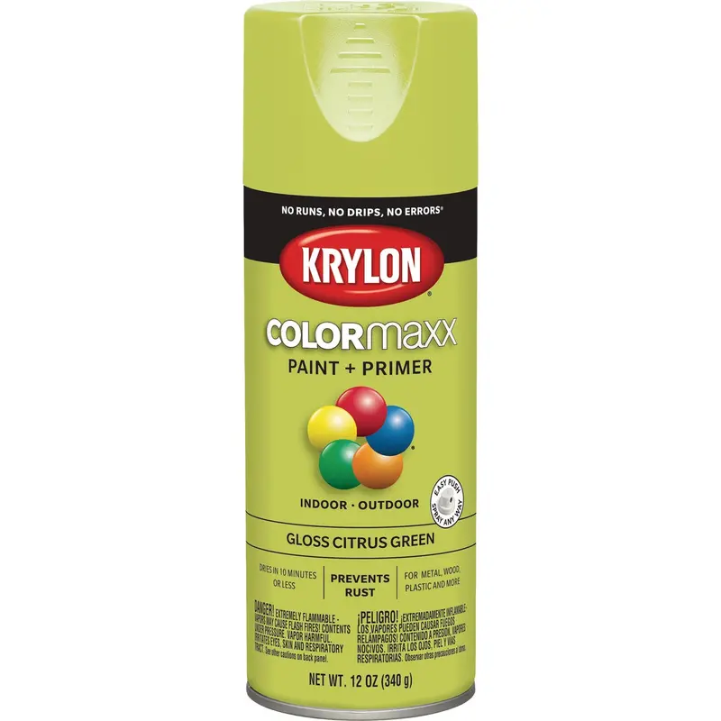 Krylon Colormaxx Spray Paint & Primer Combo – Citrus Green Gloss, 12 Oz 1