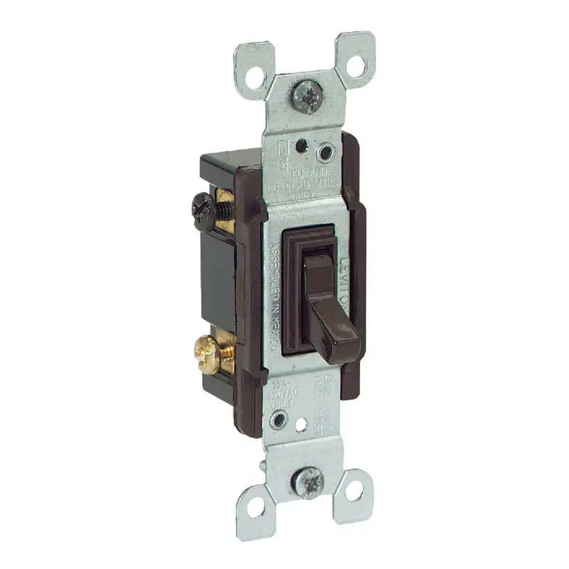 Leviton 15-Amp 3-Way Toggle Switch – Non-Grounded, Brown Finish 1