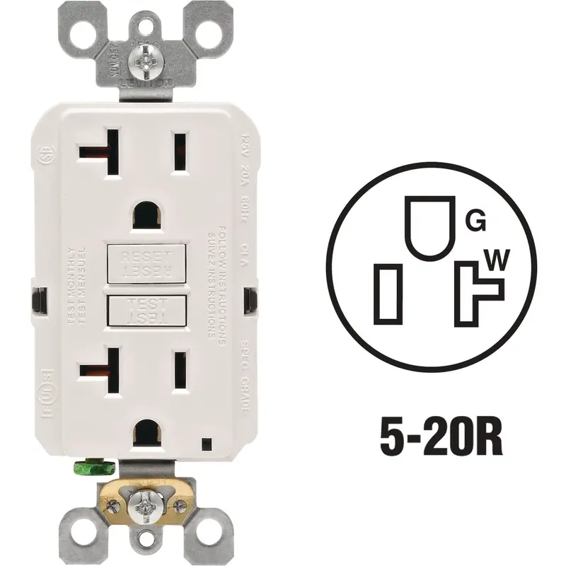 Leviton Smartlockpro Gfci Outlet – 20A Commercial-Grade Self-Testing Receptacle, White Rounded Corner (5-20R) 1
