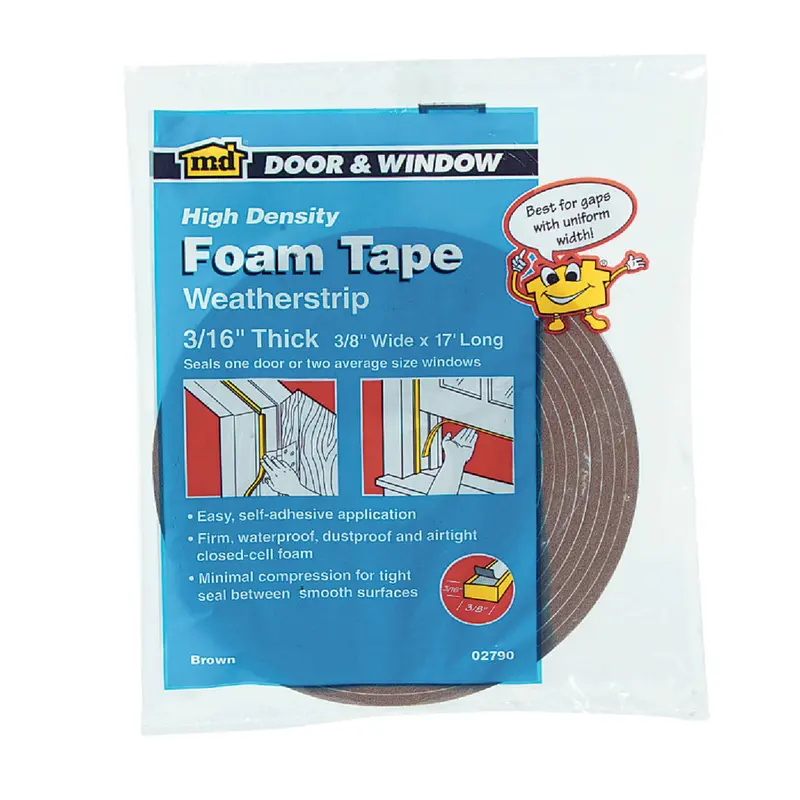 M-D Brown Foam Weatherstrip Tape – 3/8 Inch Wide X 3/16 Inch Thick X 17 Feet 1